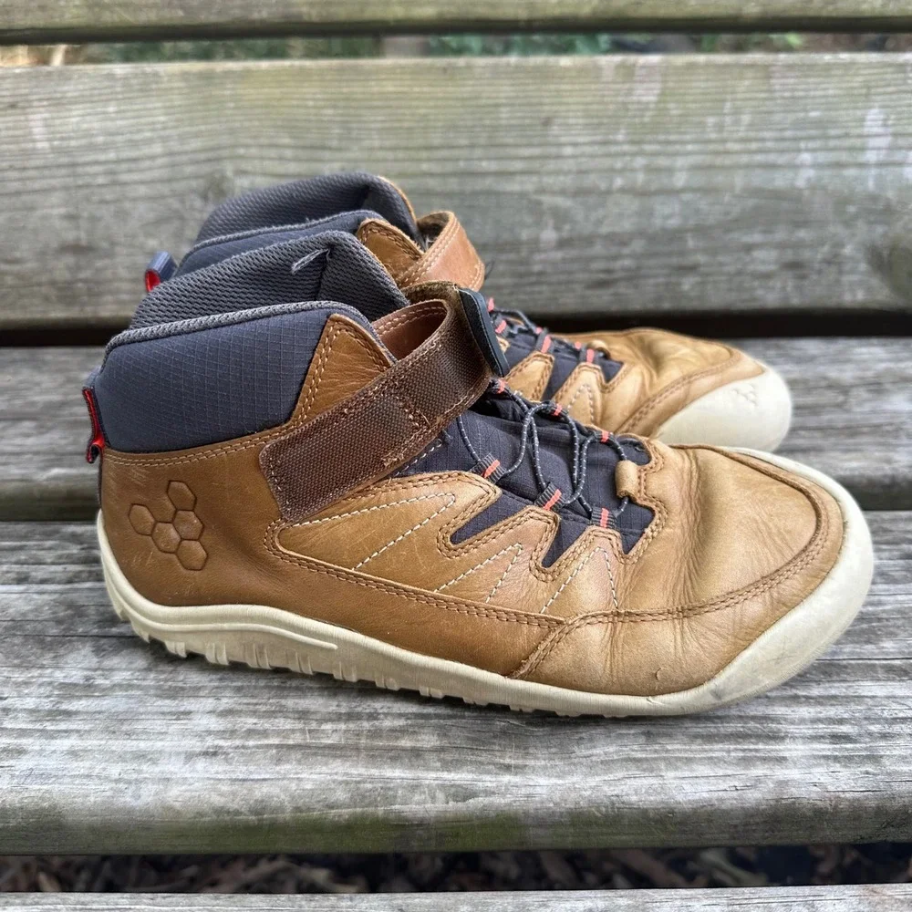 Vivobarefoot Tracker AT Kids Leather Barefoot Boots Brown EU Sz 37 US Sz 5 5.5